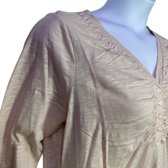 NWT Talbots 1x plus women 100% cotton pink knit henley cottage beachy romantic - Picture 2 of 8